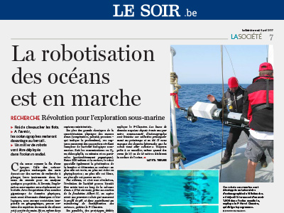 Press article La robotisation des océans est en marche, Le Soir, 5 avril 2017